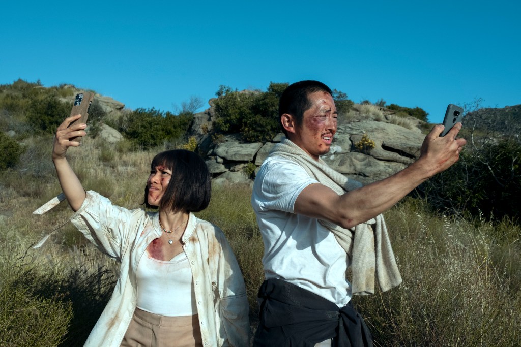 Beef. (L to R) Ali Wong as Amy, Steven Yeun as Danny in episode 110 of Beef. Cr. Andrew Cooper/Netflix © 2023