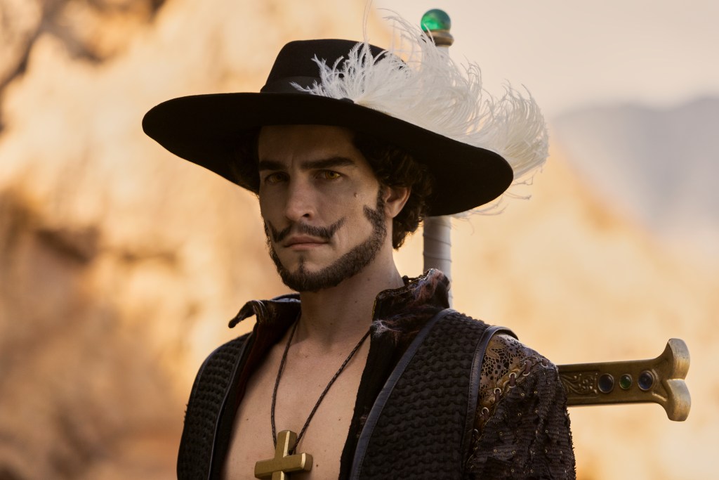 One Piece. Steven Ward as Mihawk in season 1 of One Piece. Cr. Casey Crafford/Netflix © 2023