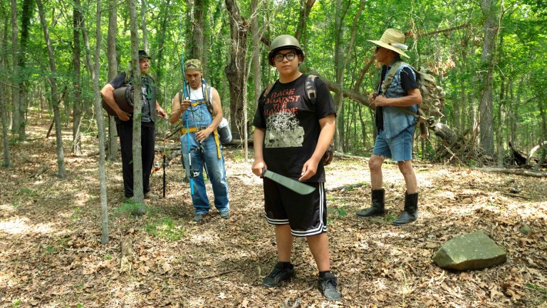 Uncle Brownie (Gary Farmer), Big Oil (Zahn McCarlon), Cheese Williams (Lane Factor), and Bucky (Wes Studi) in Reservation Dogs season 3 episode 6.