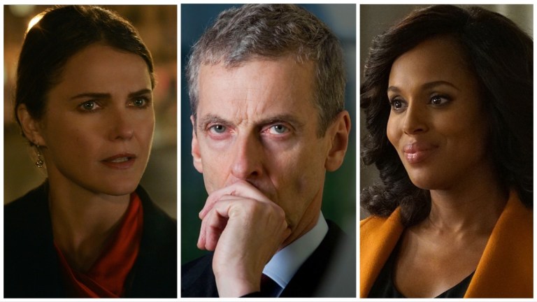 Keri Russell in The Diplomat, Peter Capaldi in The Thick of It, and Kerry Washington in Scandal