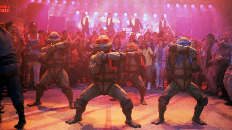 Vanilla Ice and Turtles dancing in Teenage Mutant Ninja Turtles II