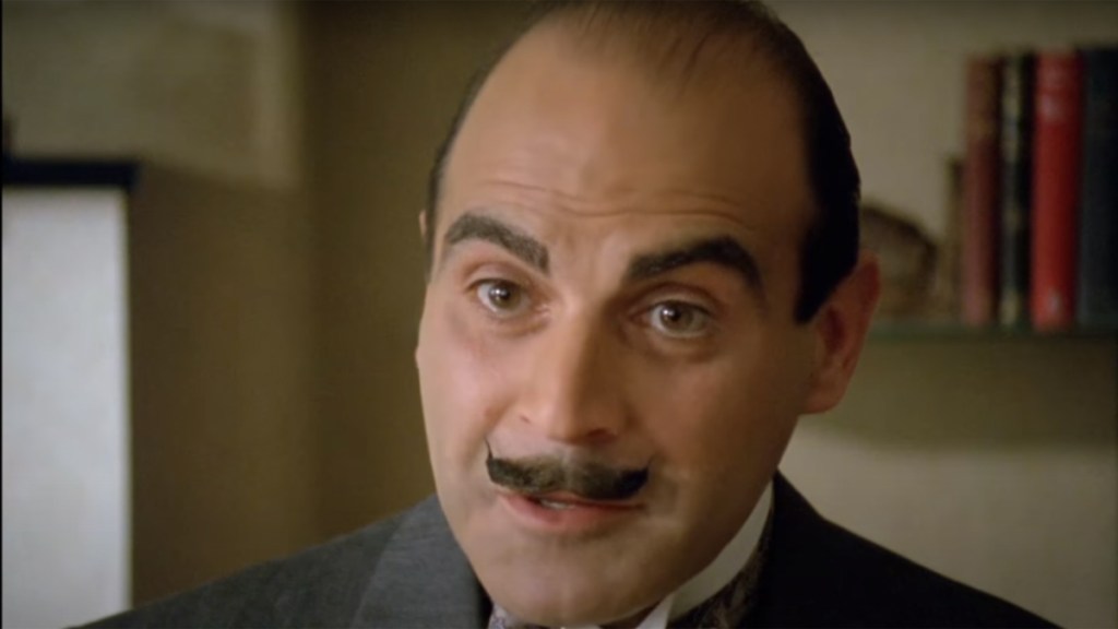 David Suchet as Hercule Poirot BritBox screengrab