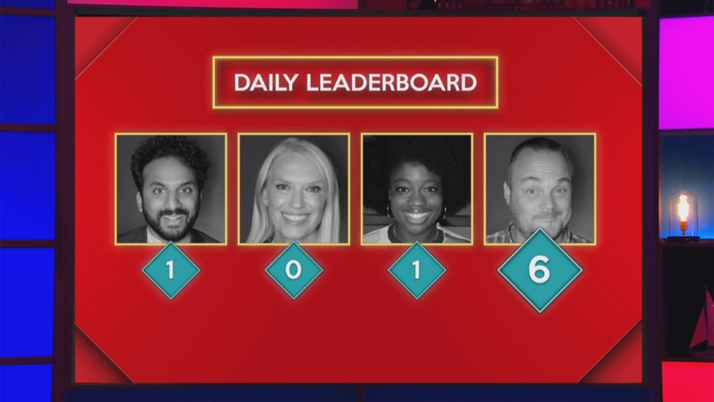 Richard Osman's House of Games leaderboard screengrab, episode 1.