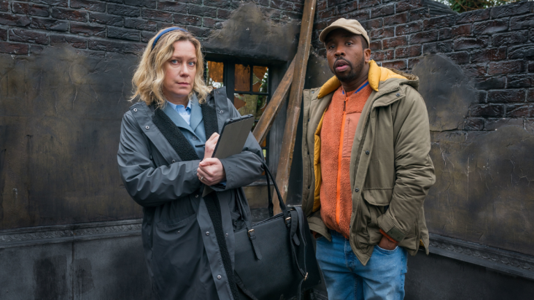 Anna Crilly and Kiell Smith-Bynoe in Ghosts