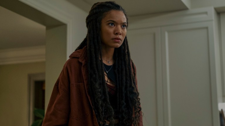 Jaz Sinclair (Marie Moreau) stands in Dr. Cardosa's house in Prime Video's Gen V