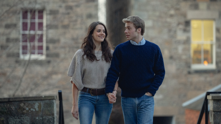 Megan Bellamy and Ed McVey as Prince William and Kate Middleton in The Crown