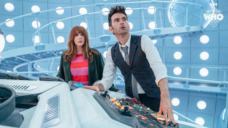 Catherine Tate David Tennant in the new TARDIS interior