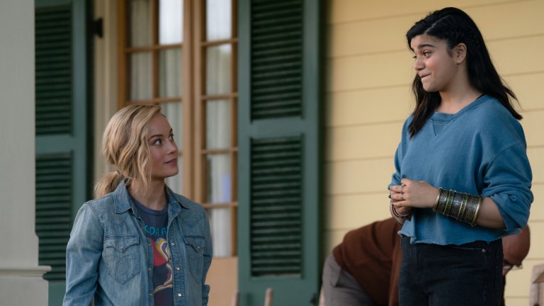 Carol Danvers (Brie Larson) and Kamala Khan (Iman Vellani) in The Marvels