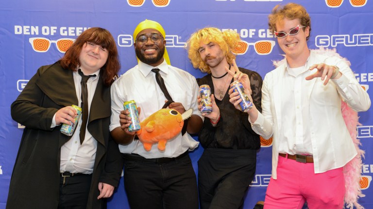 Cosplayers drinking G Fuel at Anime NYC