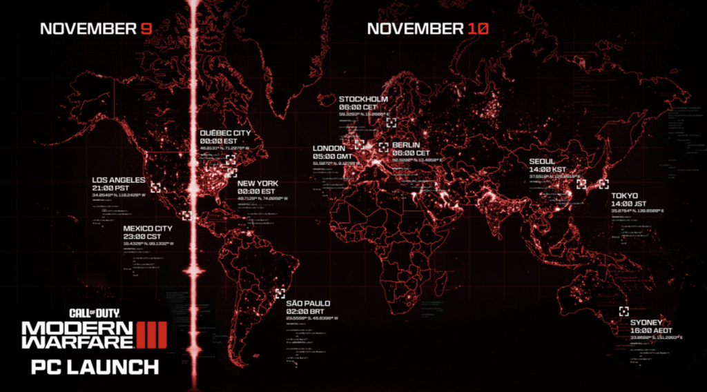 Call of Duty: Modern Warfare 3 Multiplayer Release Time map