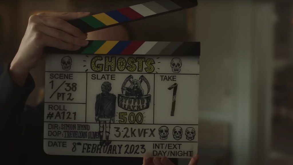 Ghosts Clapperboard - Simon Farnaby in a Horrible Histories crossover