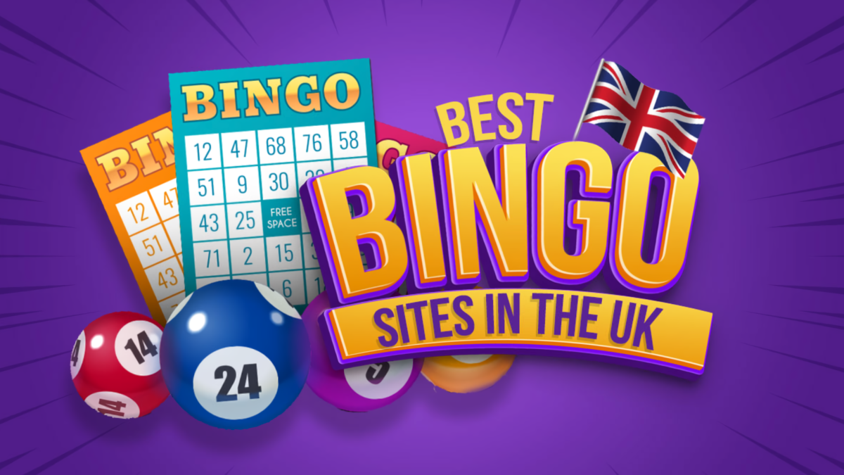 Bingo cards and balls with UK flag