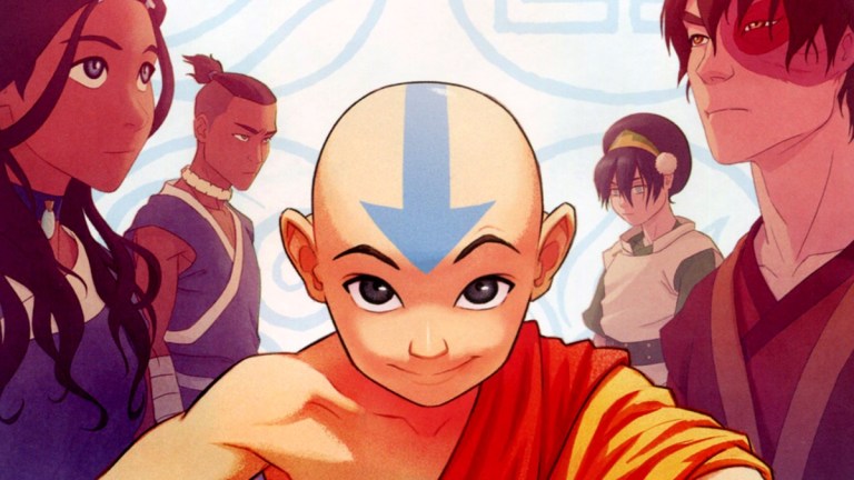 Die Besetzung von Avatar: The Last Airbender, darunter Katara, Sokka, Aang, Toph und Zuko.