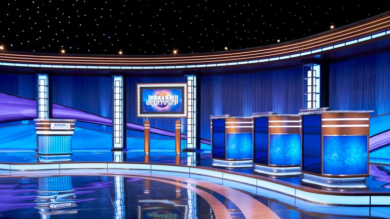 The empty Jeopardy! stage.