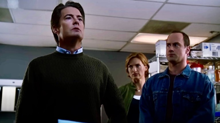 Kyle MacLachlan, Mariska Hargitay, and Christopher Meloni on Law & Order: SVU.