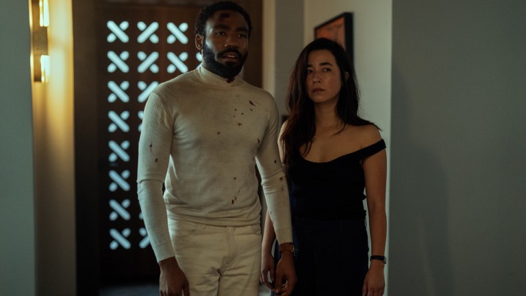 Donald Glover and Maya Erskine in Mr. and Mrs. Smith