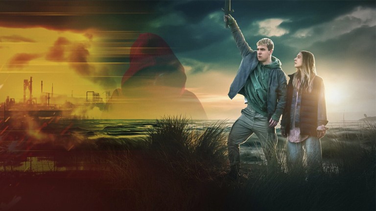 Callum Scott Howells holding a sword aloft in the poster for BBC One's The Way