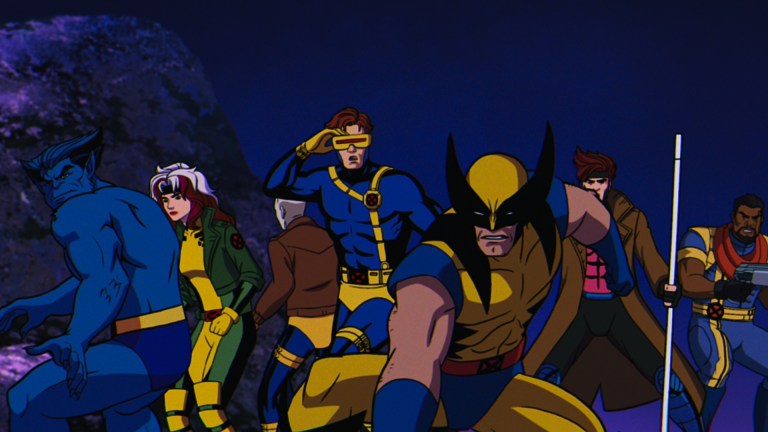 (L-R): Beast (voiced by George Buza), Rogue (voiced by Lenore Zann), Morph (voiced by JP Karliak), Cyclops (voiced by Ray Chase), Wolverine (voiced by Cal Dodd), Gambit (voiced by AJ LoCascio), and Bishop (voiced by Isaac Robinson-Smith) in Marvel Animation's X-MEN '97. Photo courtesy of Marvel Animation. © 2024 MARVEL.