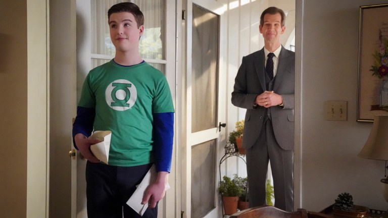 “German for Beginners and a Crazy Old Man with a Bat” – The gambling room gets broken into and Sheldon wants to study abroad. Also, Missy makes a new friend, on YOUNG SHELDON, Thursday, May 11 (8:00-8:31 PM, ET/PT) on the CBS Television Network, and available to stream live and on demand on Paramount+*. Pictured (L-R): Iain Armitage as Sheldon Cooper and Matt Hobby as Pastor Jeff.