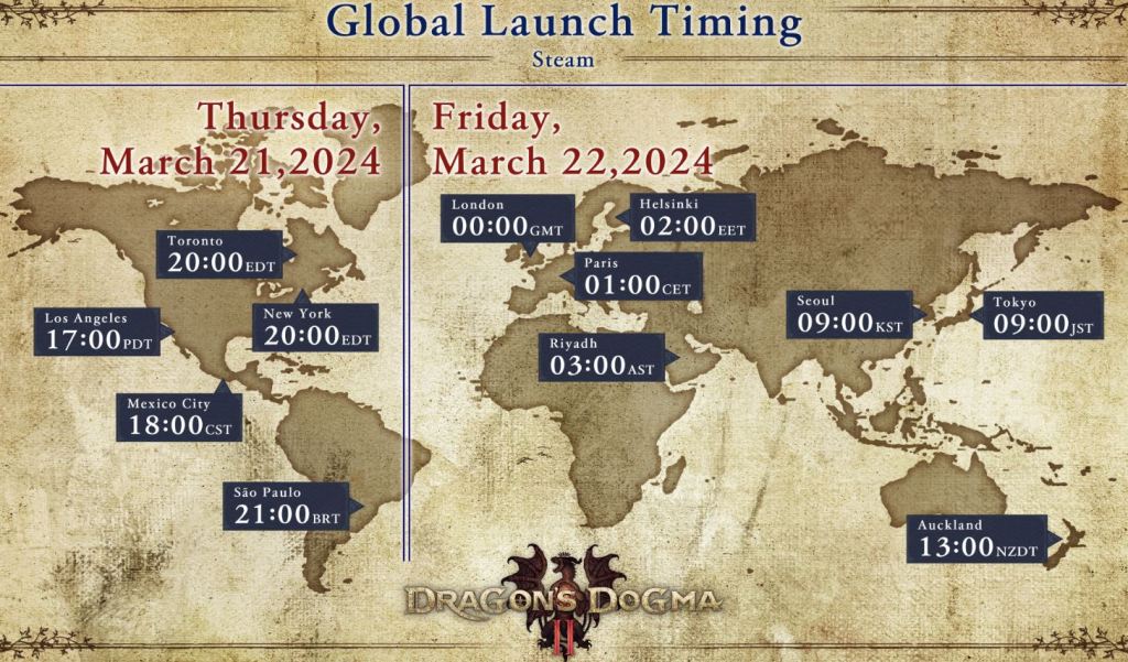 Dragon's Dogma 2 PC Launch Time Map