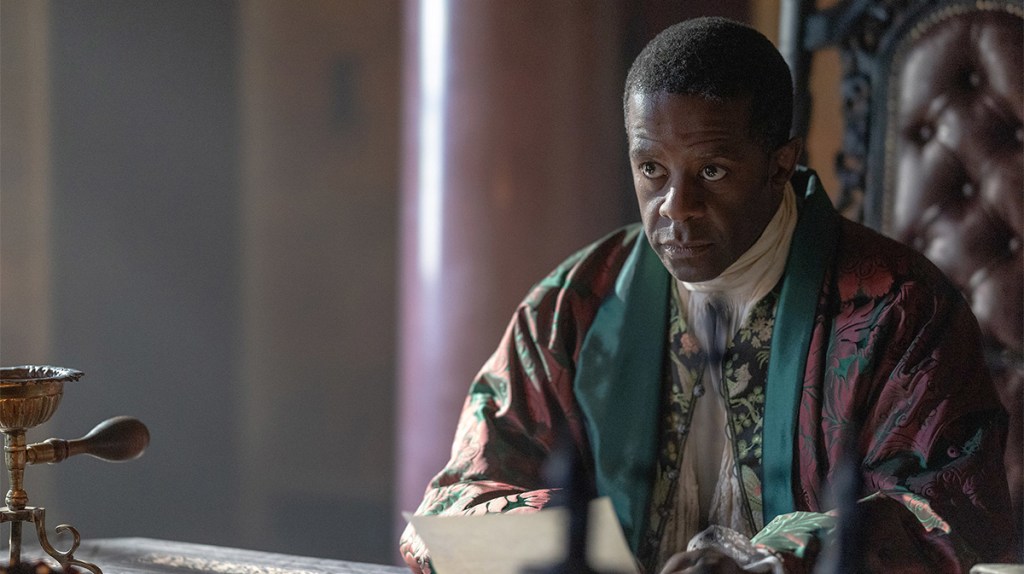 Adrian Lester in costume as the Earl of Poynton in Disney+ series Renegade Nell