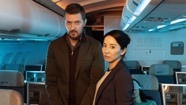 Richard Armitage in handcuffs and Jing Lusi on a plane in ITV thriller Red Eye