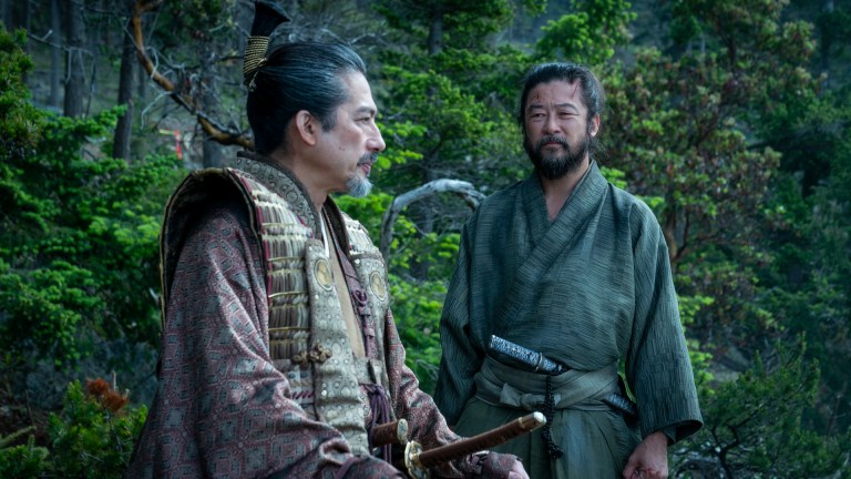 “SHOGUN” -- "A Dream of a Dream" -- Episode 10 (Airs April 23) Pictured (L-R): Hiroyuki Sanada as Yoshii Toranaga, Tadanobu Asano as Kashigi Yabushige. CR: Katie Yu/FX