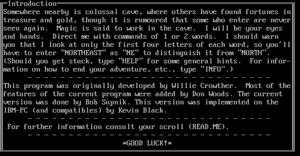 Colossal Cave Adventure (1976/1977)