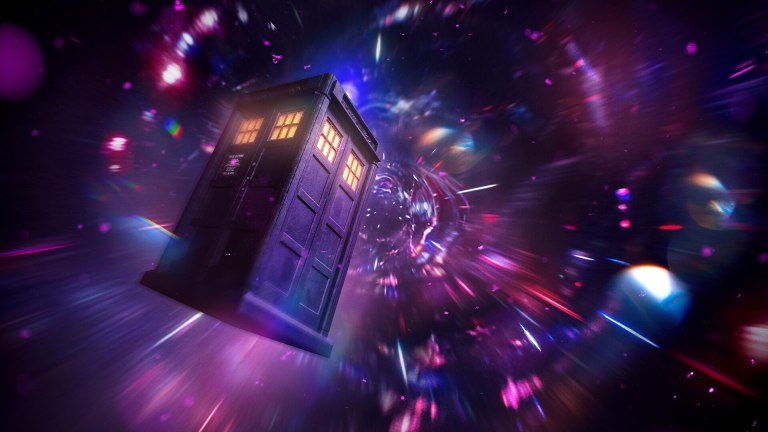 Doctor Who's Tardis traveling through time