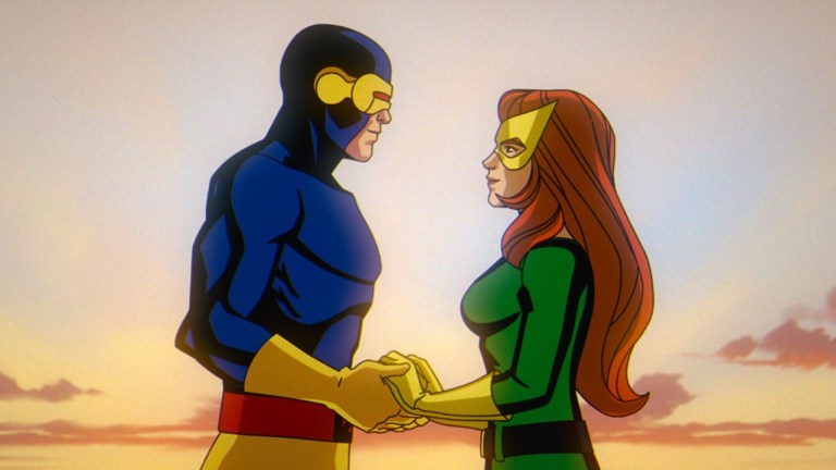 (L-R): Cyclops (voiced by Ray Chase) and Jean Grey (voiced by Jennifer Hale) in Marvel Animation's X-MEN '97. Photo courtesy of Marvel Animation. © 2024 MARVEL.