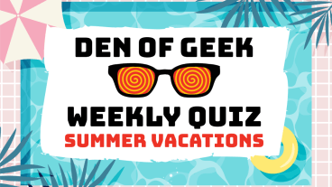 Den of Geek logo backed with a swimming pool and palm trees