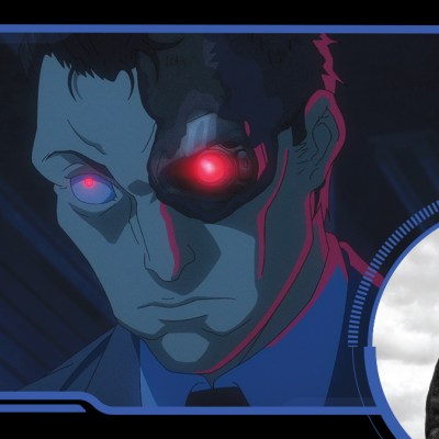 Terminator Zero key art with embedded portrait of showrunner Mattson Tomlin