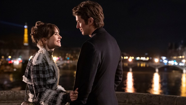 Emily in Paris. (L to R) Lily Collins as Emily, Lucas Bravo as Gabriel in episode 405 of Emily in Paris.
