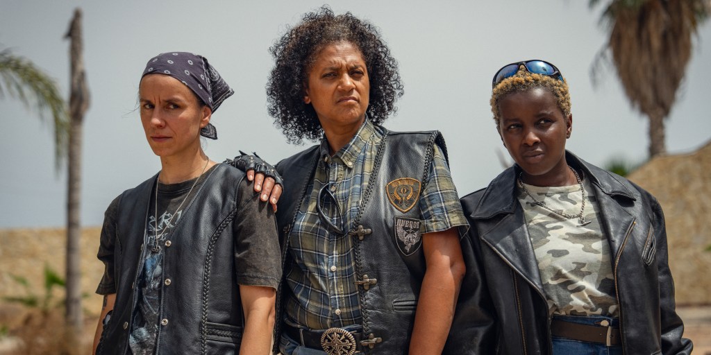 Donna Banya, Cathy Tysion and Natalie Klamar as The Three Furies in Netflix&rsquo;s KAOS