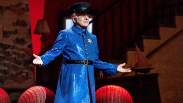 Only Murders in the Building -- “Opening Night” - Episode 310 -- Curtain call on Season 3! Charles, Mabel & Oliver race to entrap the killer on Opening Night. As the musical thrills its Broadway audience, the trio brave further twists & turns from behind, above and all around the stage. Charles (Steve Martin), shown.