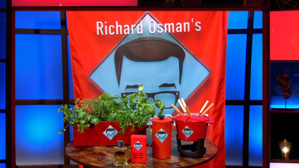 Selection of Richard Osman&rsquo;s House of Games prizes including a shower curtain and fondue set