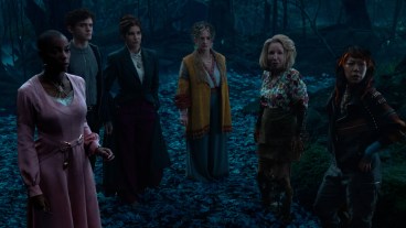 Jennifer Kale (Sasheer Zamata), Teen (Joe Locke), Agatha Harkness (Kathryn Hahn), Lilia Calderu (Patti LuPone), Mrs. Hart/Sharon Davis (Debra Jo Rupp), and Alice Wu-Gulliver (Ali Ahn) in Marvel Television's AGATHA ALL ALONG