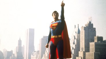 Christopher Reeve filming Superman the Movie