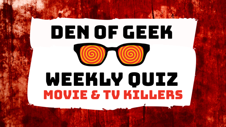 Den of Geek Weekly Quiz Glasses Logo - movie and TV killers