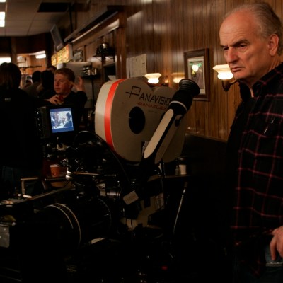 David Chase behind the camera during filming of The Sopranos finale. The Sopranos (P621) "Made In America" 03-22-2007 Director: David Chase DP: Alik Sakharov Scene 61-63-65-67 (int) Holsten's Diner "The gang shows up for family dinner" James Gandolfini (Tony Soprano) Edie Falco (Carmela) Robert Iler (Anthony Jr.)
