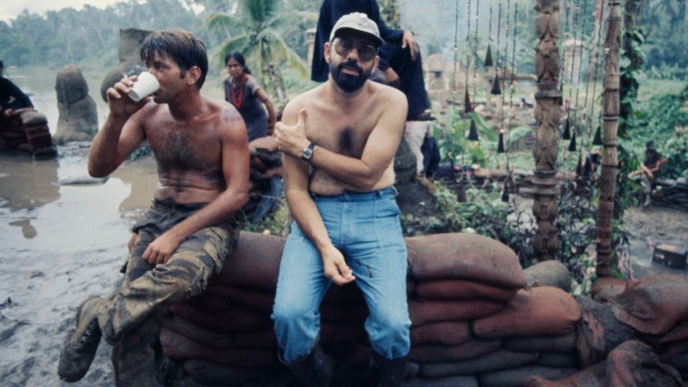 Francis Ford Coppola and Martin Sheen on Apocalypse Now set
