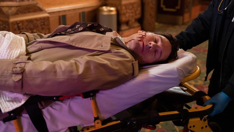 Only Murders in the Building -- “The Show Must…” - Episode 301 -- Curtain up on Season 3! And Leading Man down! After Ben Glenroy’s collapse on stage, Charles, Oliver & Mabel piece together the show’s first days with a suspicious cast & crew to determine if foul play was involved. Spoiler alert… Ben (Paul Rudd), shown. (Photo by: Patrick Harbron/Hulu)
