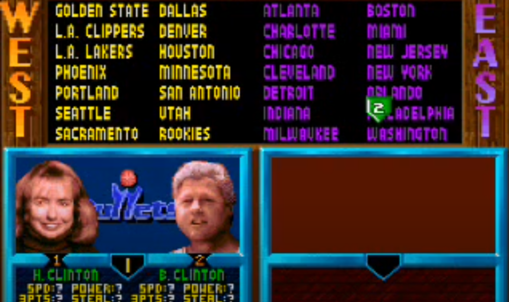 Bill and Hillary Clinton – NBA Jam: Tournament Edition