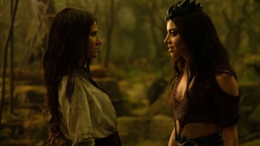 Agatha Harkness (Kathryn Hahn) and Death (Aubrey Plaza) in Marvel Television's AGATHA ALL ALONG