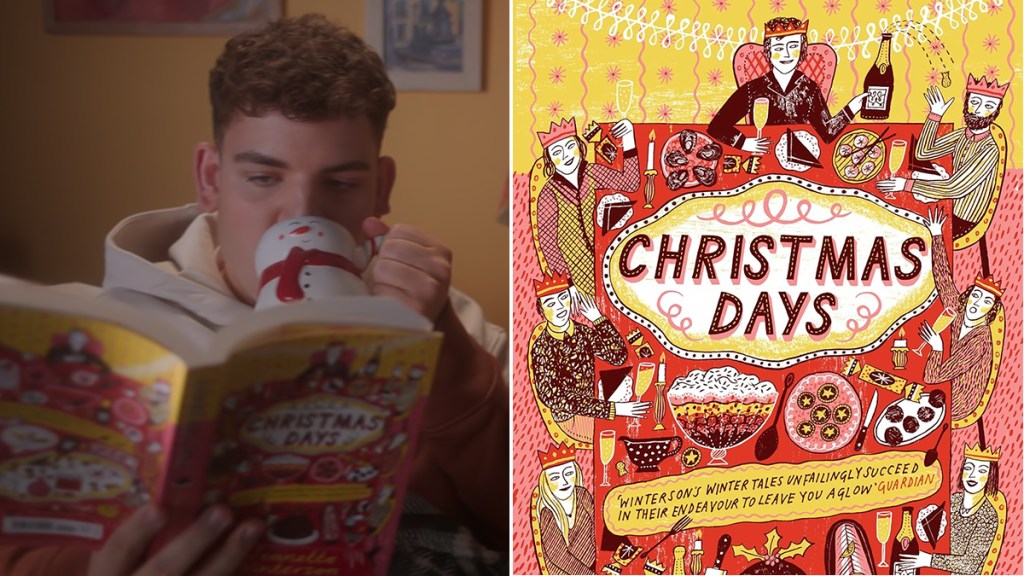 Isaac in Heartstopper season 3 reading Christmas Days by Jeanette Winterson