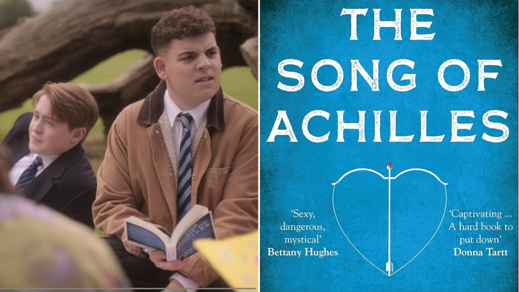 Isaac in Heartstopper season 3 reading The Song of Achilles by Madeleine Miller