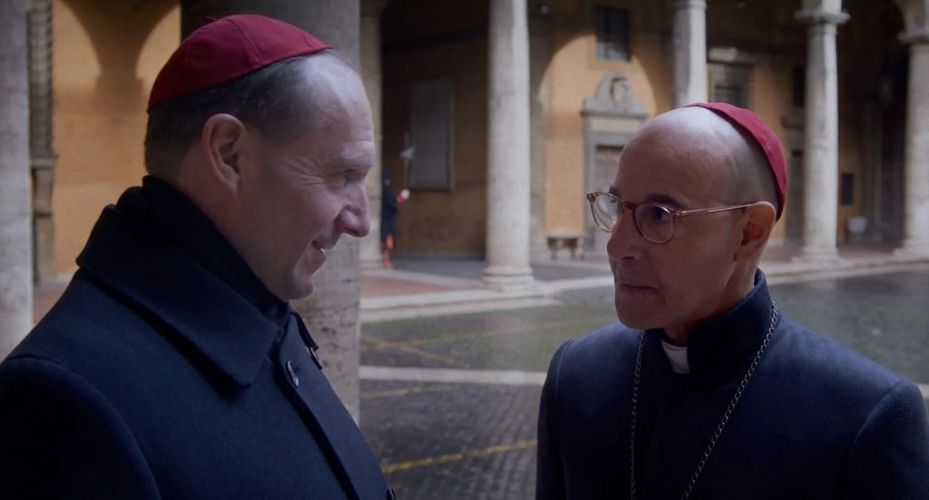Ralph Fiennes and Stanley Tucci in Conclave