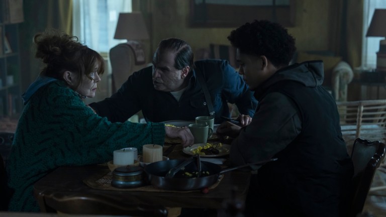 Deirdre O’Connell, Colin Farrell, Rhenzy Feliz on The Penguin episode 6.