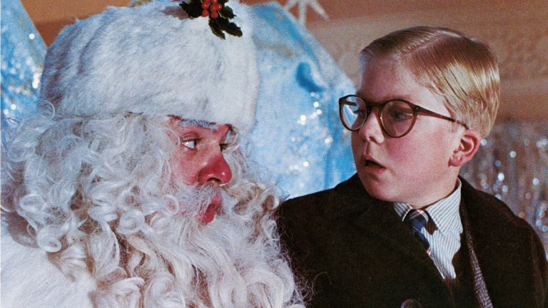 Ralphie and Santa in A Christmas Story