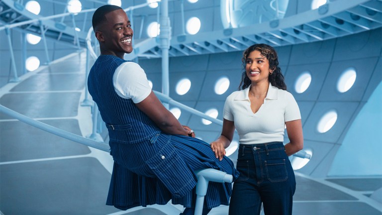 Doctor Who's Ncuti Gatwa and Varada Sethu inside the TARDIS